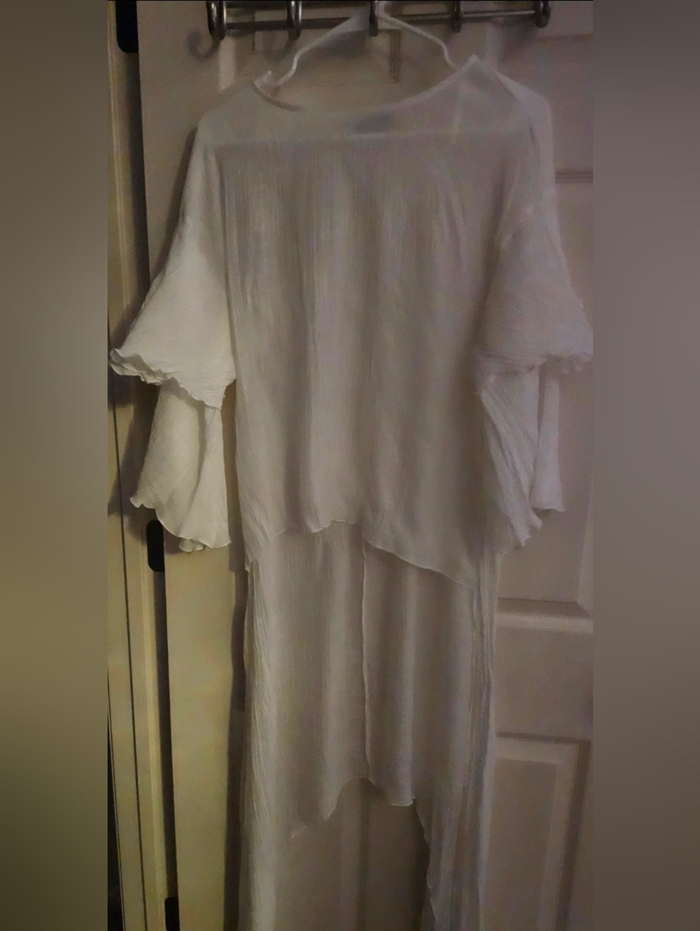 AKIRA White Layered Flutter Sleeve Top